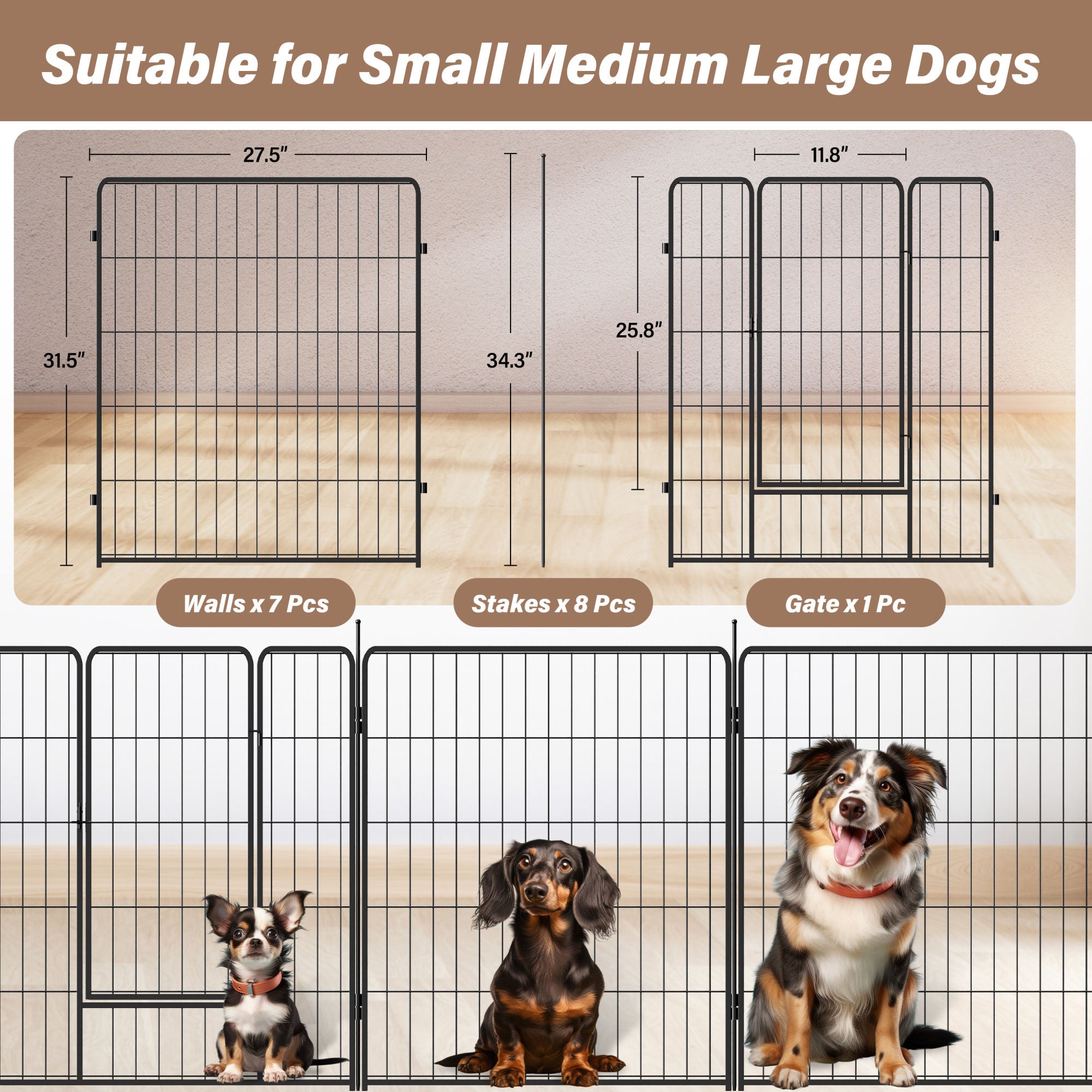 Dog Playpen Indoor Outdoor, 32" Height Doba